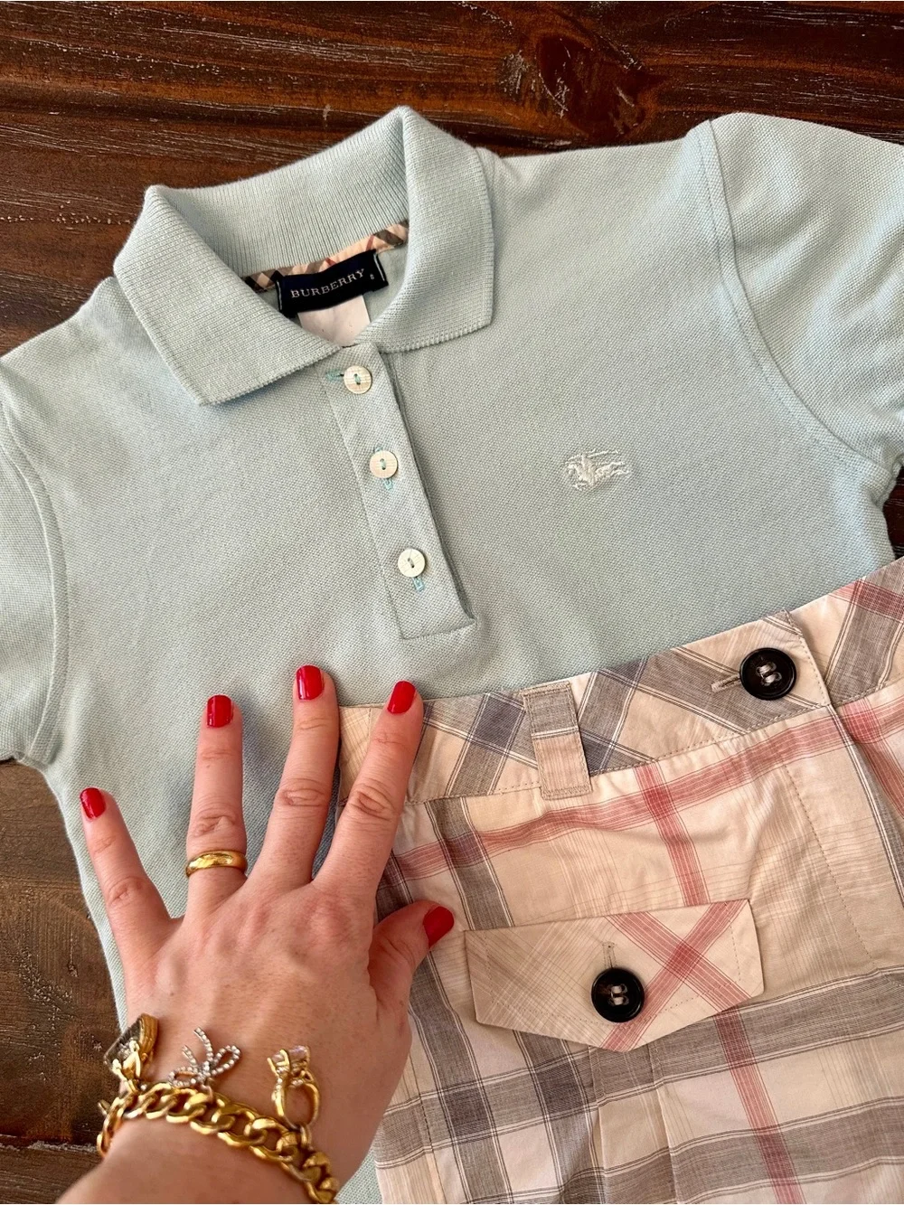 7-8 Years Authentic BURBERRY Girl’s Polo Shirt Shorts Set Blouse Tennis Youth